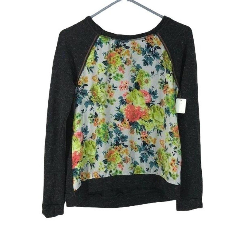 Jolt Floral Gray‎ Long Sleeve medium Pull over Sweatshirt
